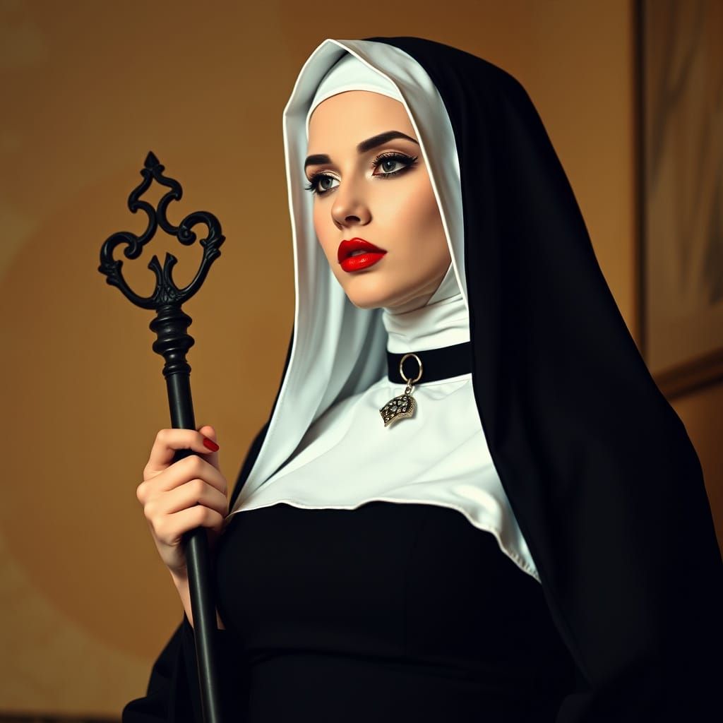 Gothic Sexy Nun: AI-Generated Image