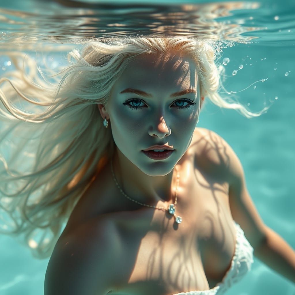 Photorealistic Mermaid Witch in Turquoise Waters