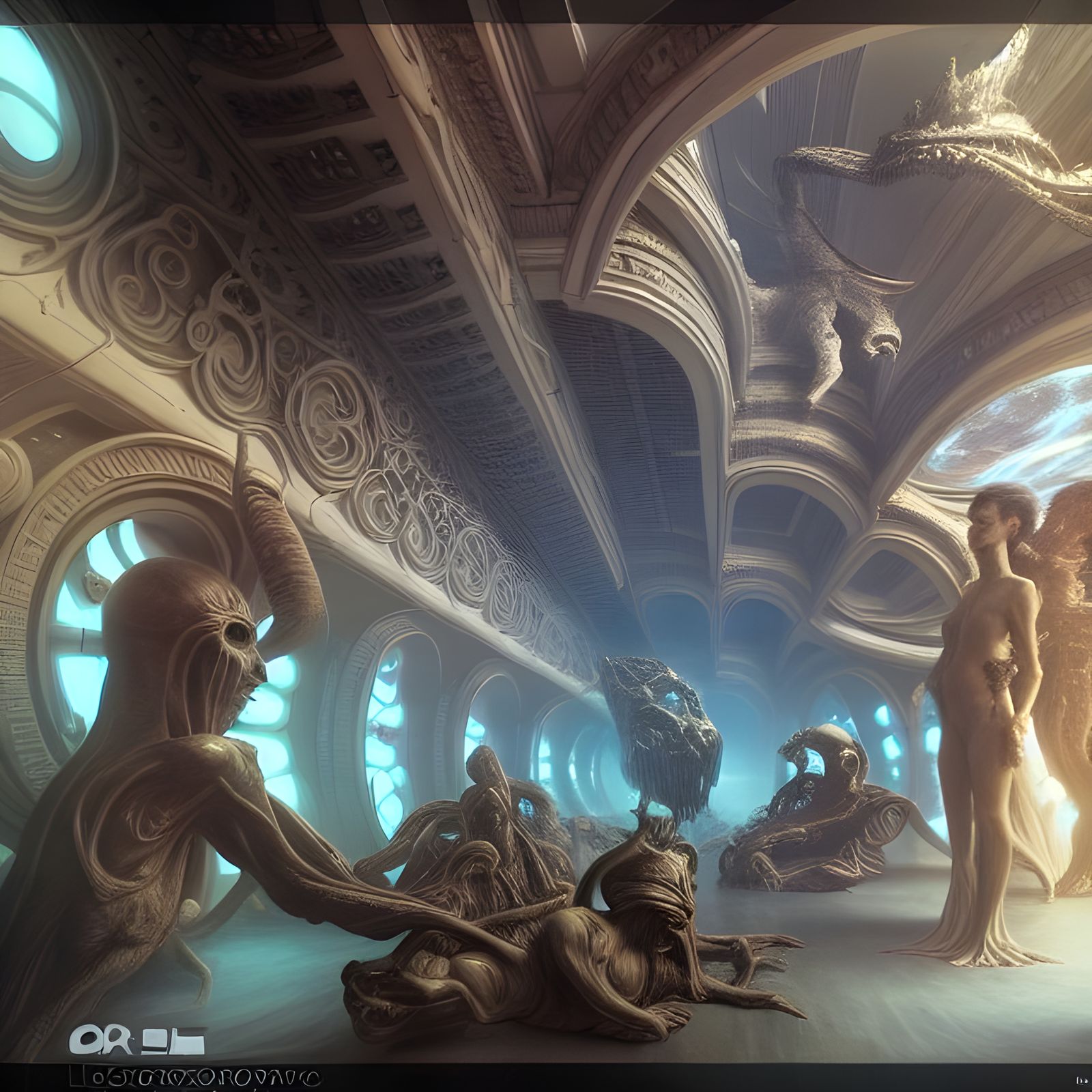 Dreamlike Futuristic Gathering in Hyperrealistic Style