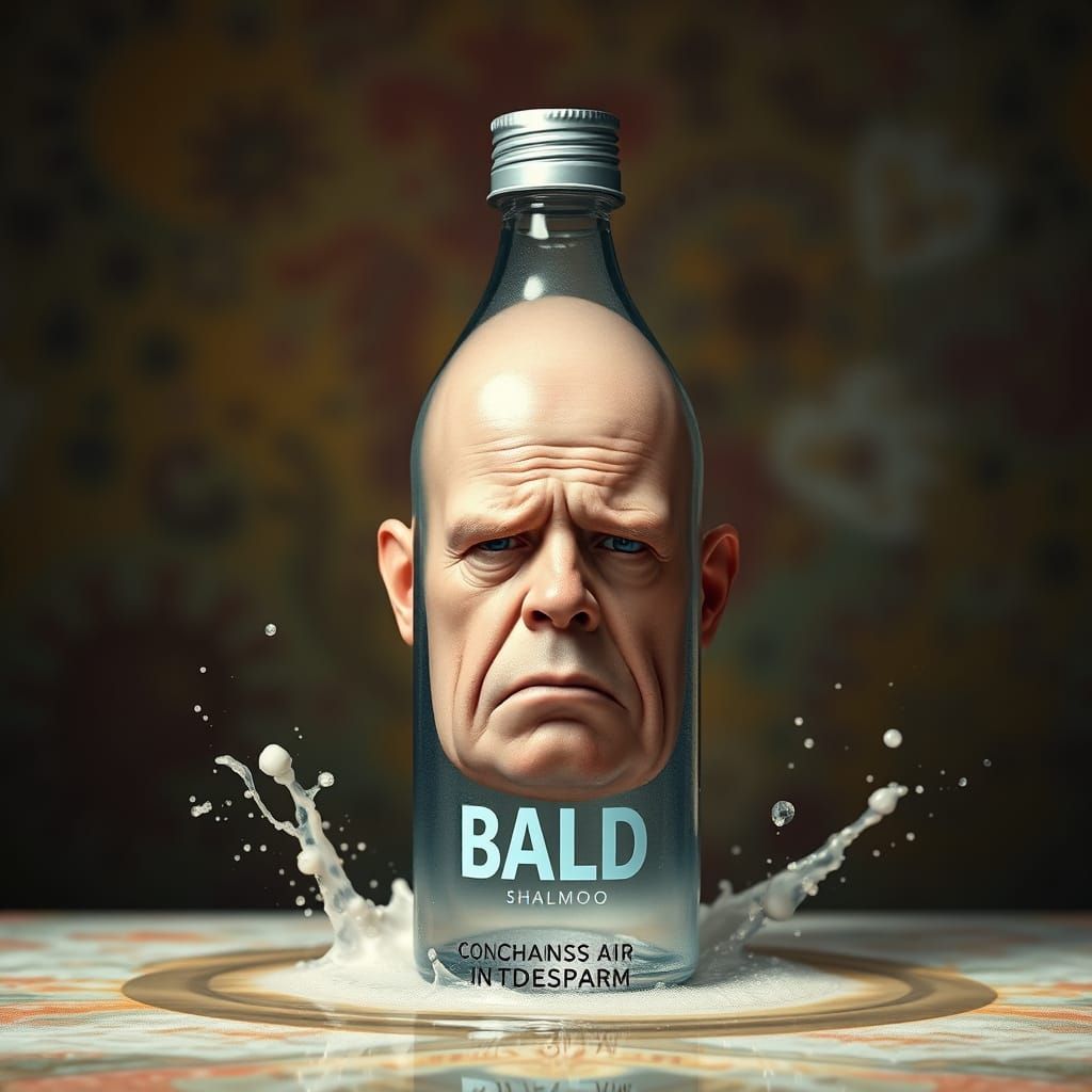 BALD Shampoo Advertisement: Hyperrealistic Concept Art