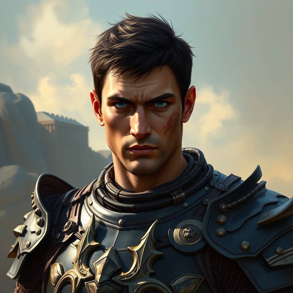 Imperial Warrior in Dragon Armor, Fantasy Art Style