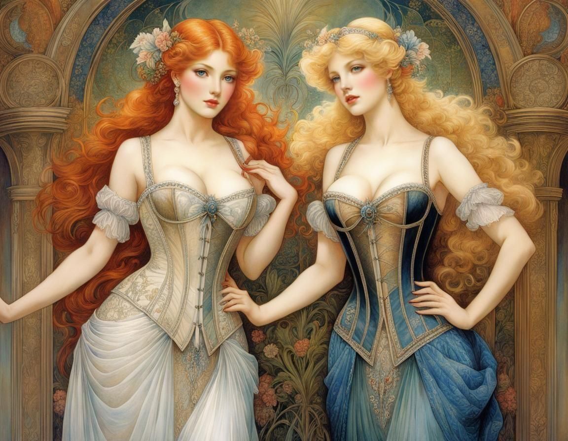 Corseted Beauties in Antique Fantasy Style