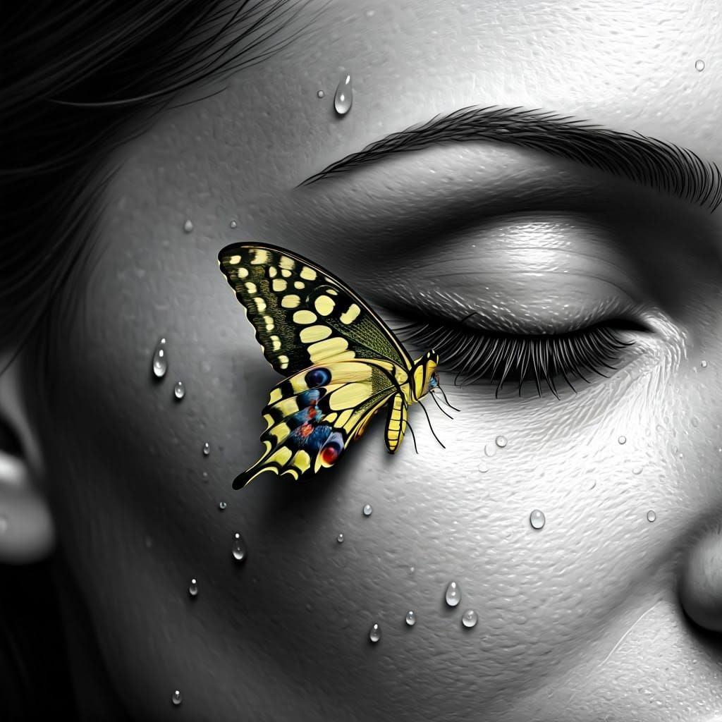 Butterfly Color Pop on Woman's Face