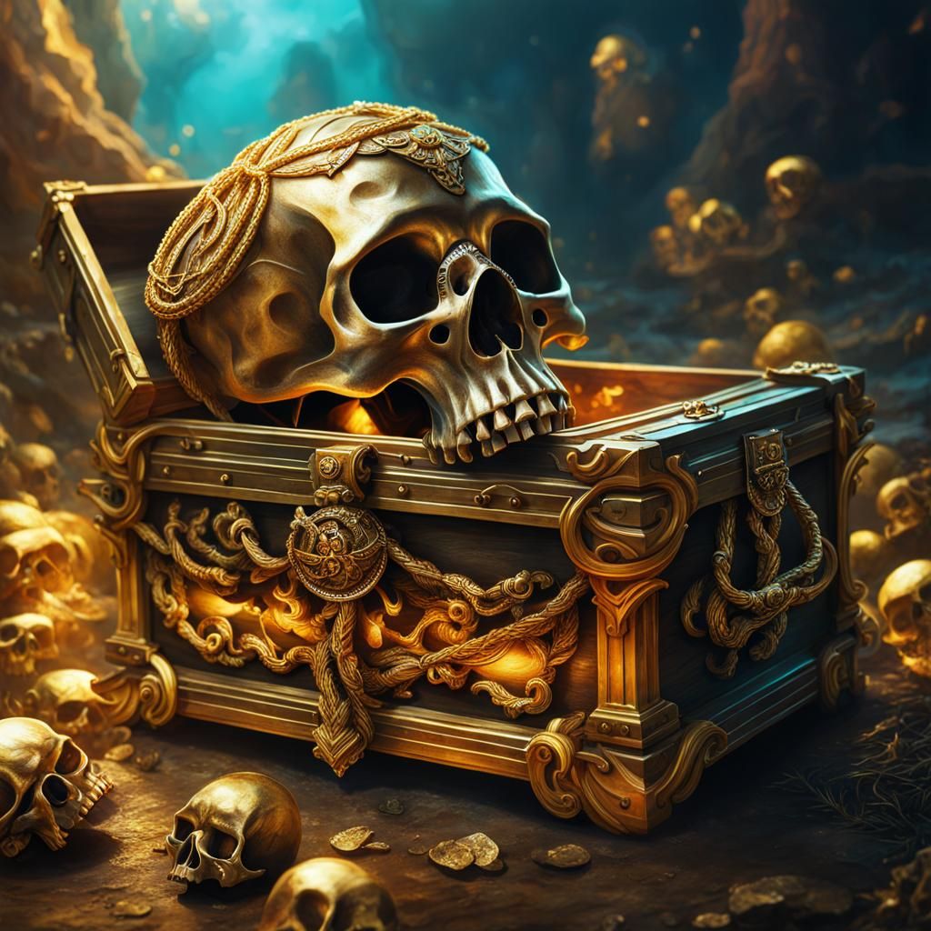 Hidden Pirate Chamber with Treasure and Skeleton