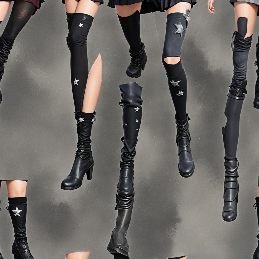 Girl's Legs in Star Leg Warmers, Detailed Matte Painting