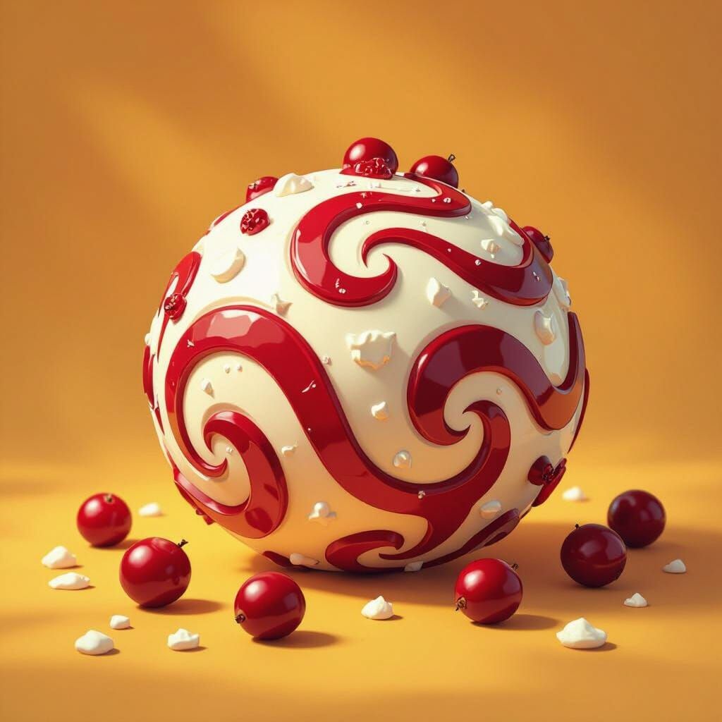 Stylized 3D Cranberry Cream Cheese Ball Cartoon