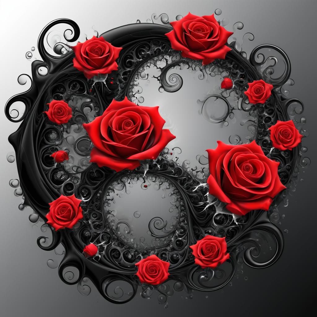 Fractal Transformation: Black to Red Roses in 3D