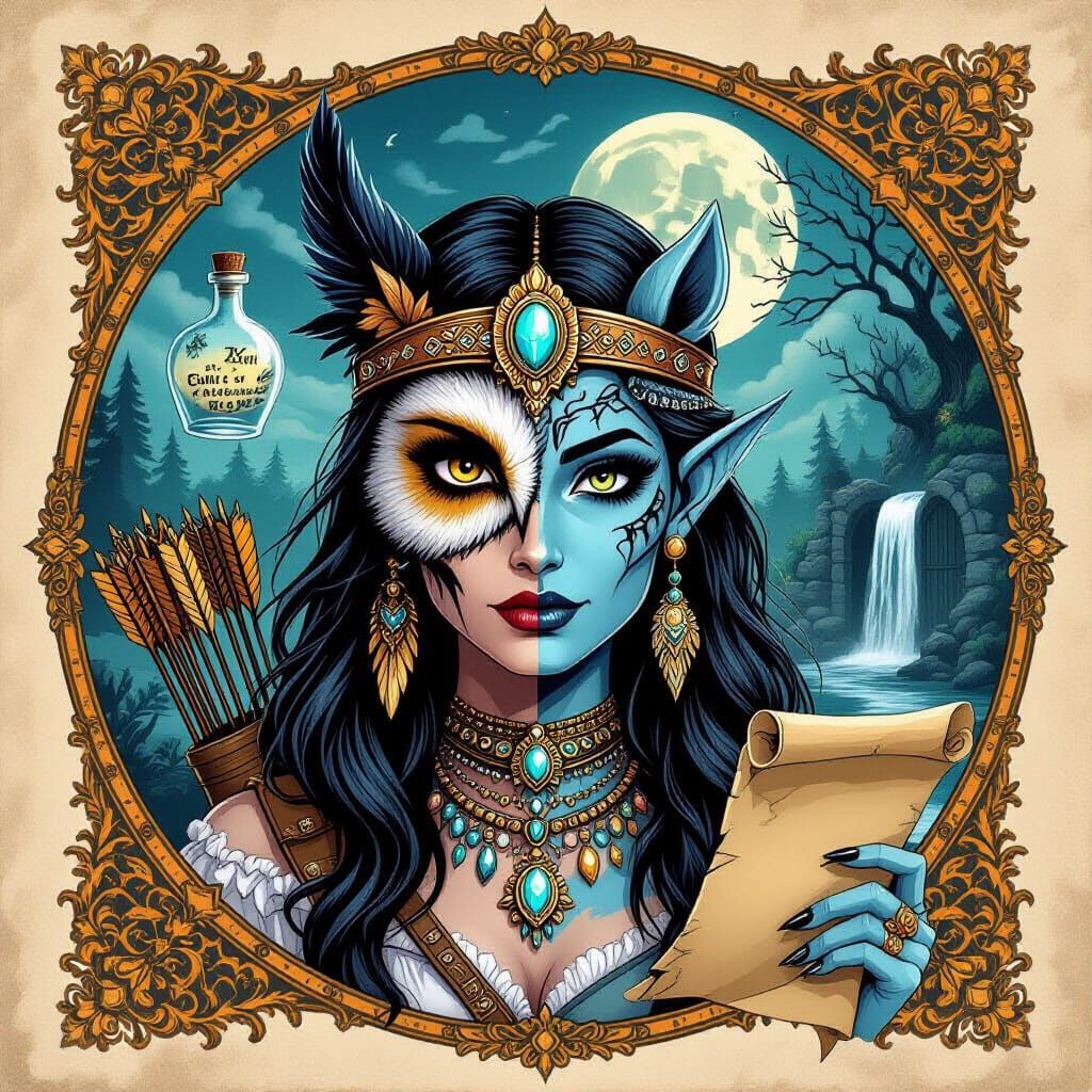 Zombie Owl Elf Hybrid Creature with Crow Unicorn Pet