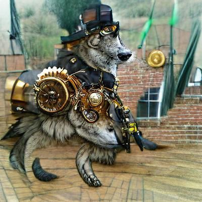 Steampunk Wolf Digital Rendering