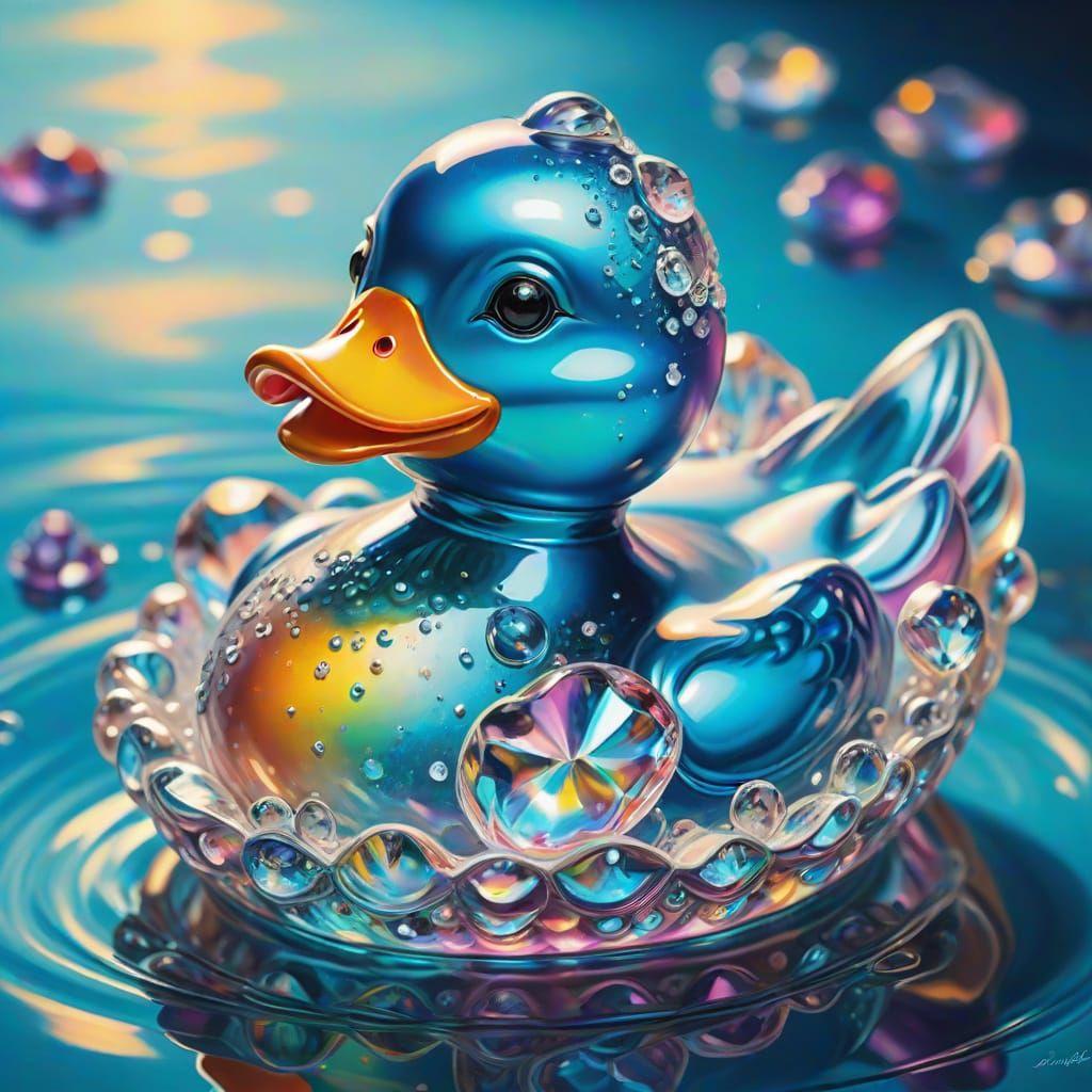 Ethereal Crystal Duck in Astral Waters