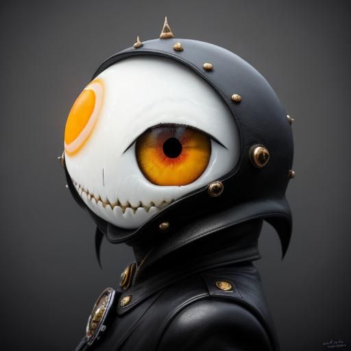 Surreal Fuzzy Egg Creature in Urban Gothic Style