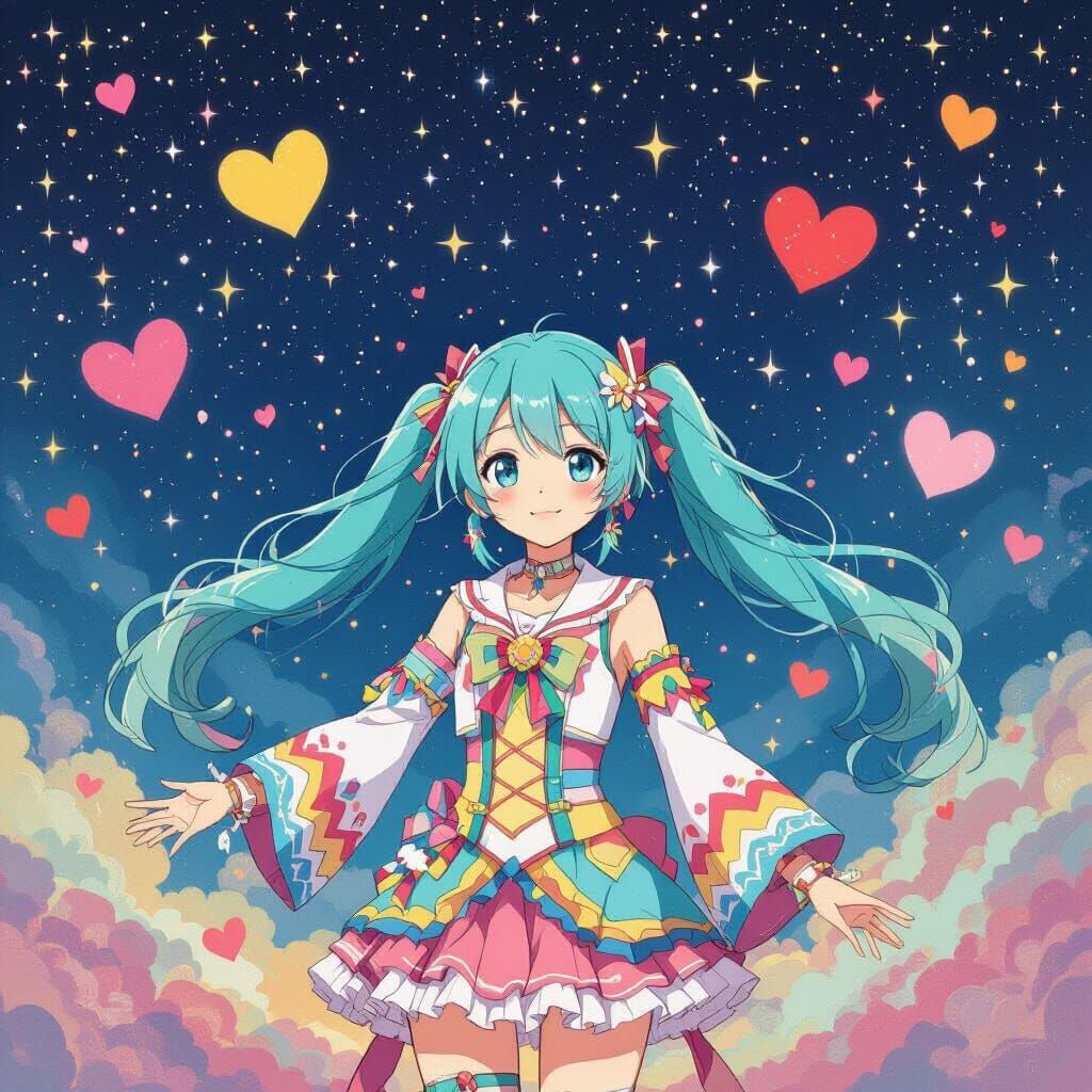 Miku in Starry Sky Anime Style