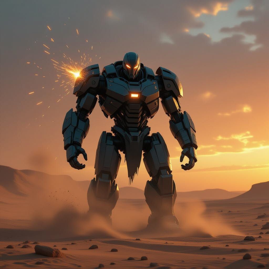 Imposing Figure Transforms into Sinister Robot in Sandstorm