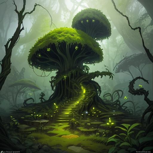 Carnivorous Plant in Bioluminescent Mutant Garden