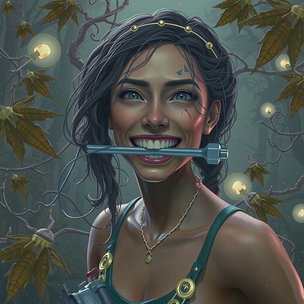 Fantastical Figure Struggles to Convey in a Dreamlike Landsc...