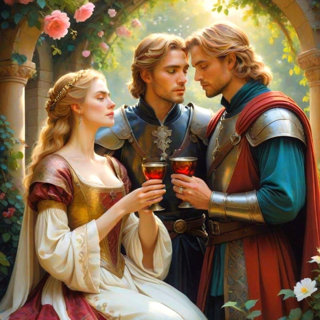 Tristan and Isolde in Medieval Love: An Epic Oil Painting