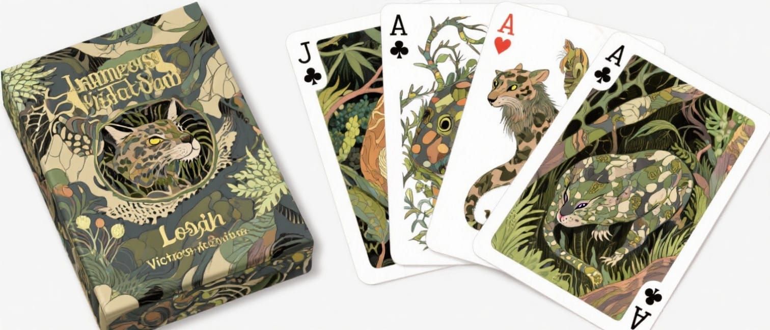 Camouflaged Animals Deck in Detailed Surrealist Style
