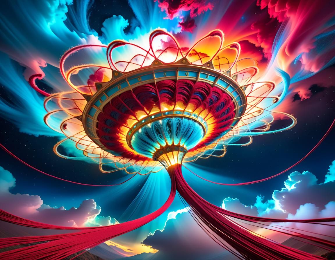 Surreal Galaxy of Luminous Threads in Dreamlike Style