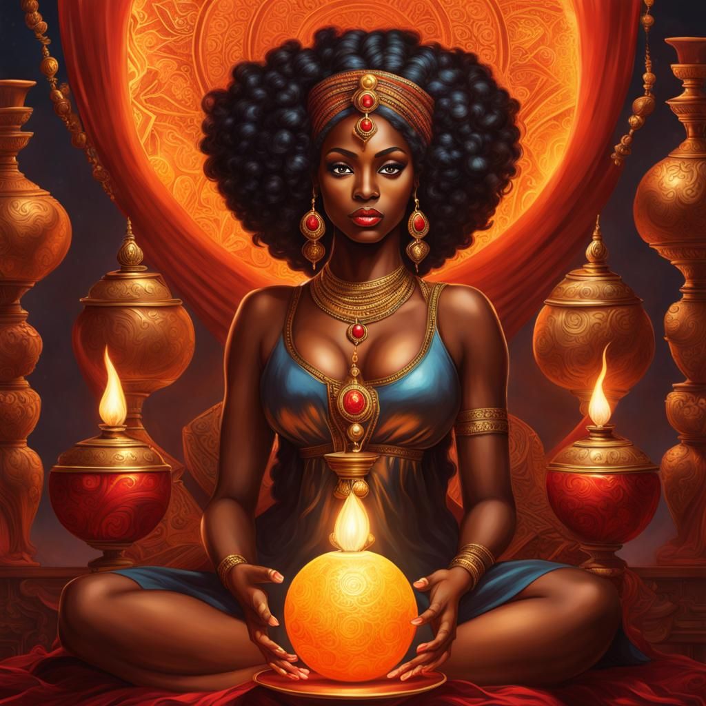 Black Female Genie Rising: A Fantasy Portrait