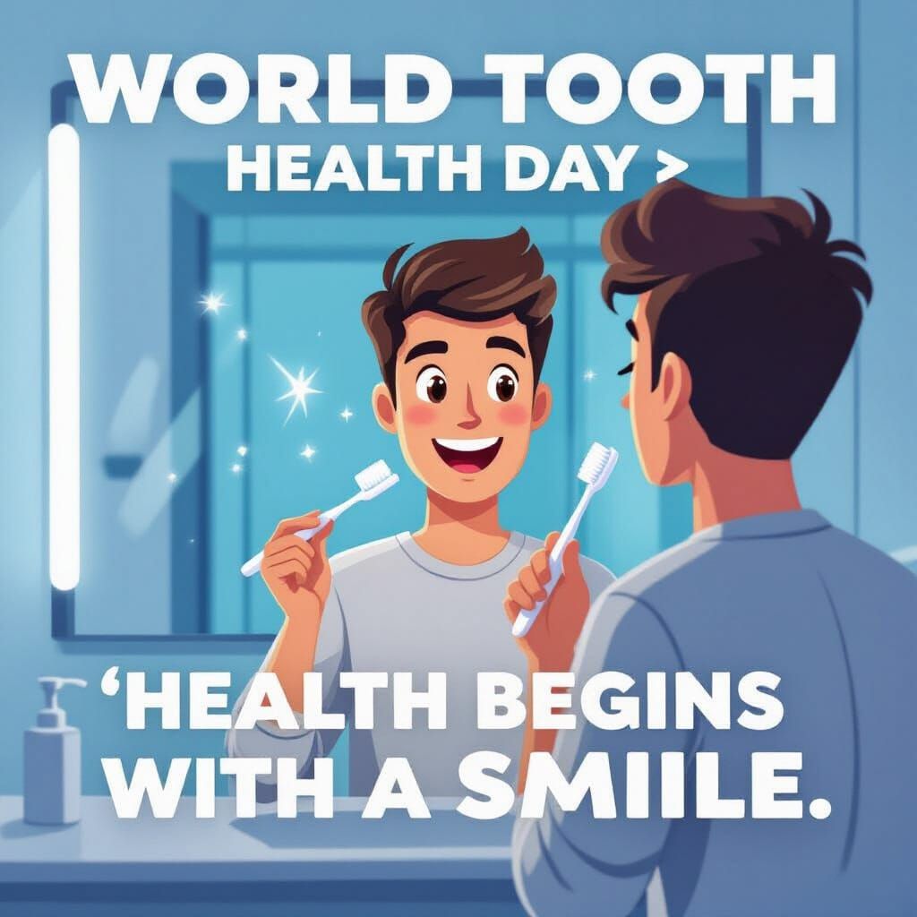 Bright Infographic: Person Shows Off White Smile With Toothb...