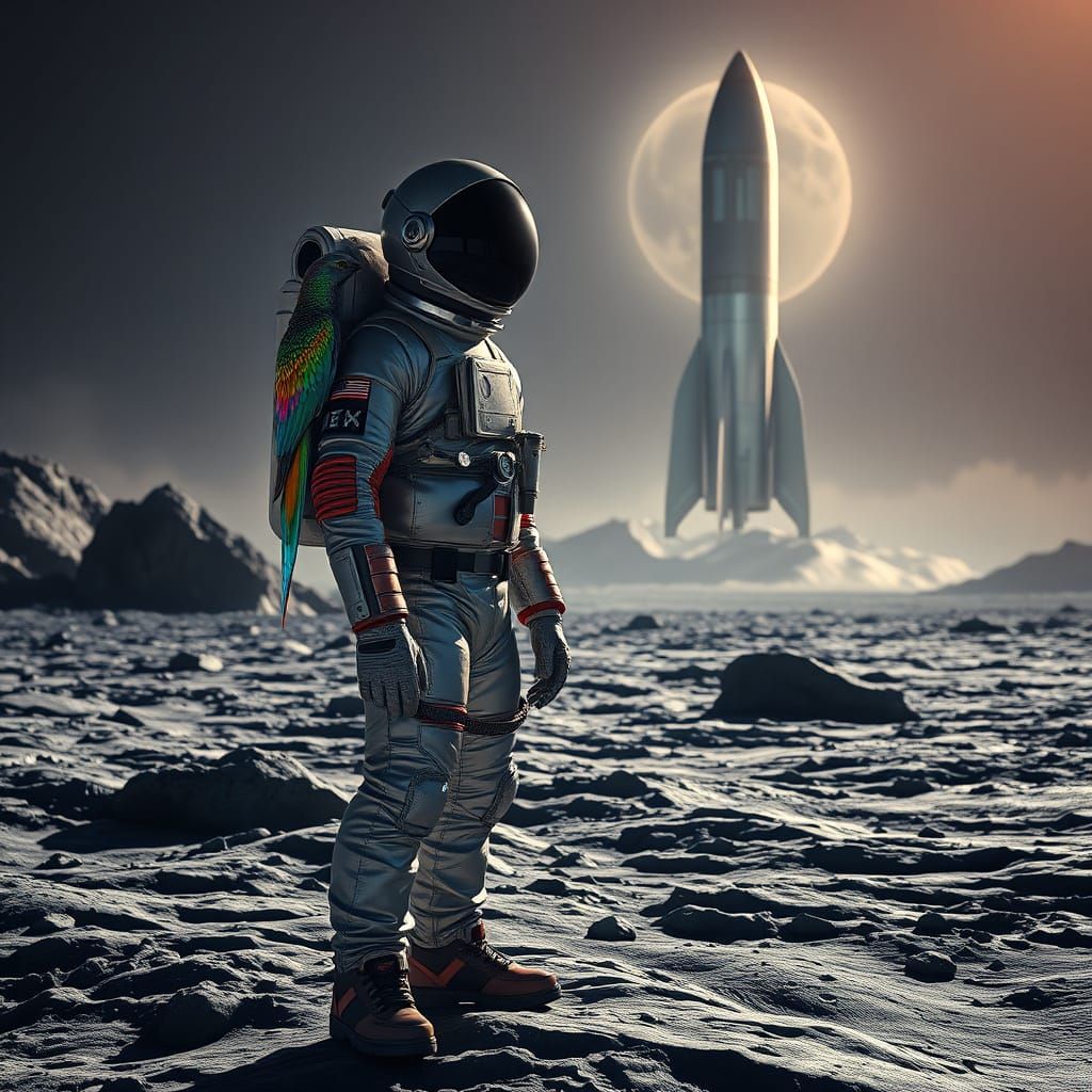 Moonbound Astronaut Defies Gravity with Vibrant Eend Compani...