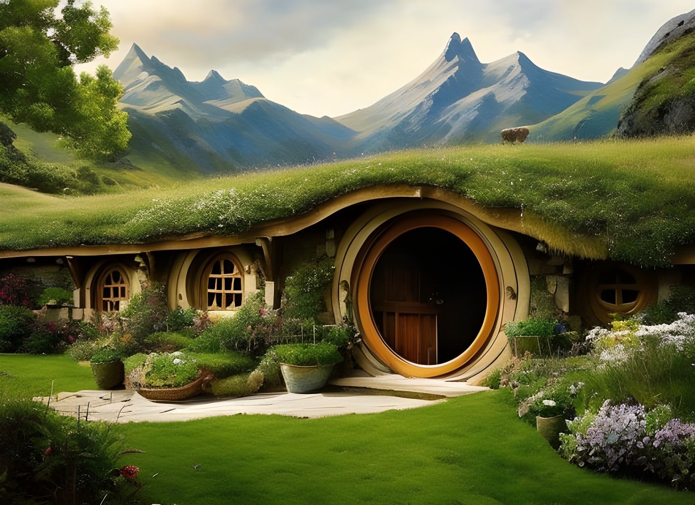 Charming Hobbit Home in Middle-earth Landscape