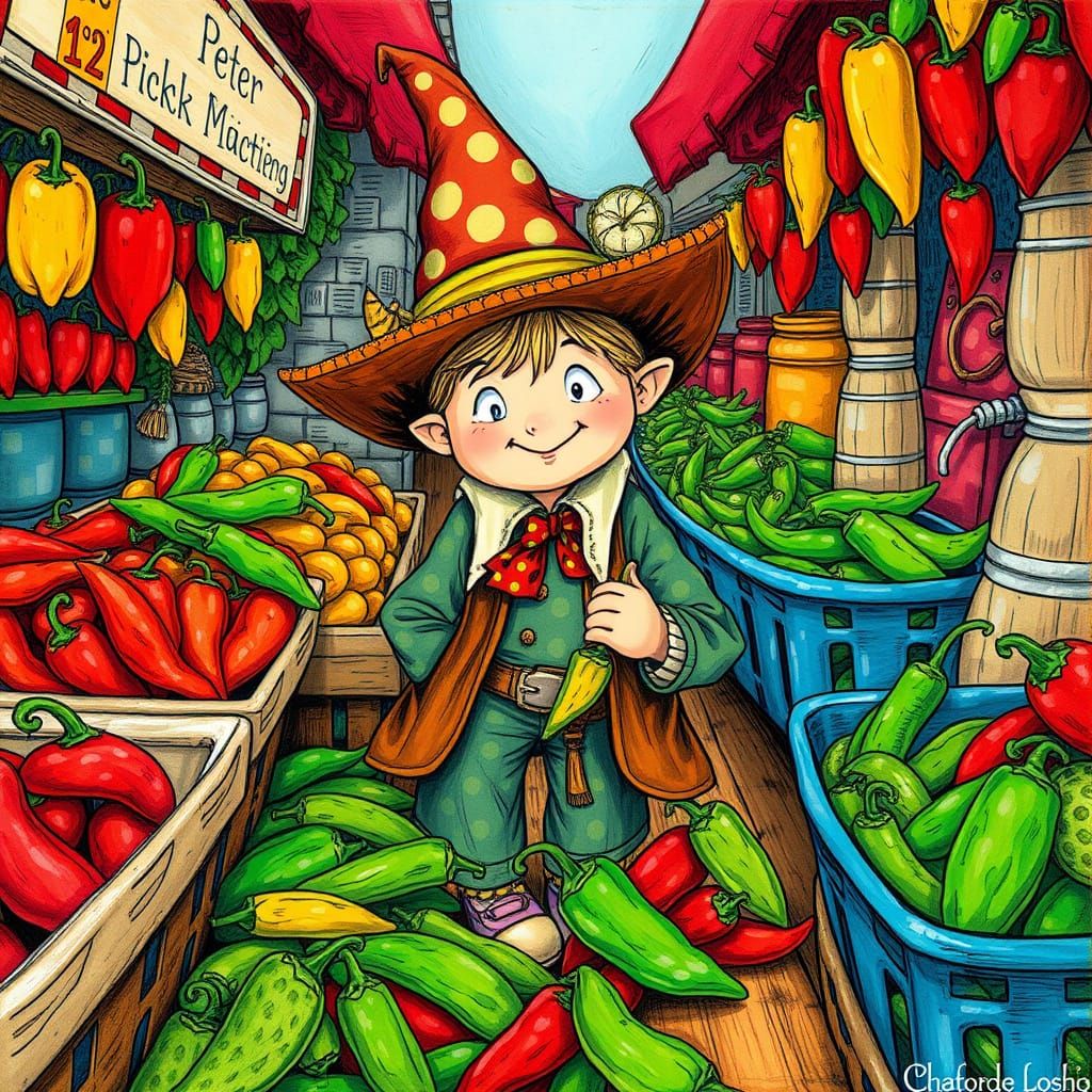 Whimsical Peter Piper Picking Pickled Peppers