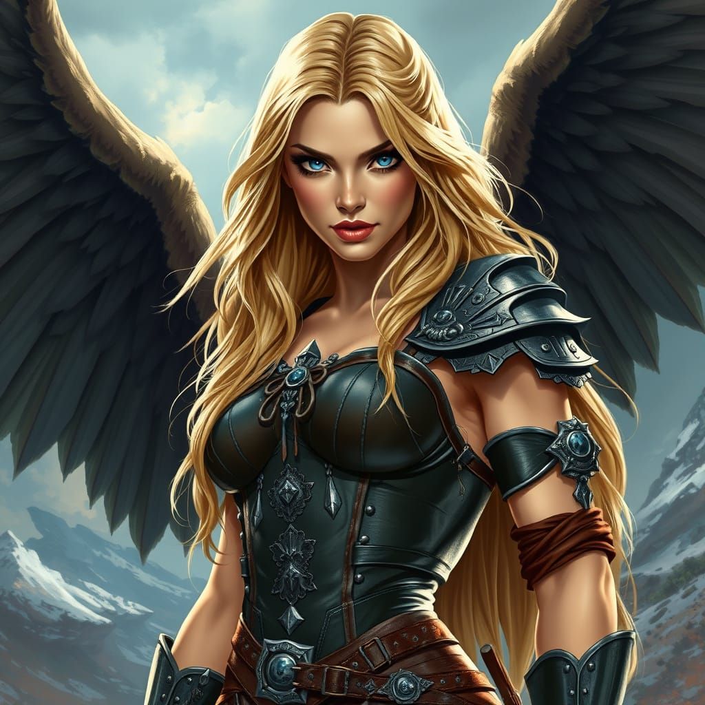 Valkyrie Pin-Up Girl in Mythical Nordic Setting