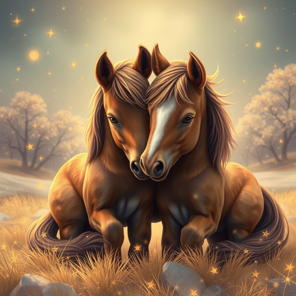 An adorable baby horse hugging another adorable horse. These...