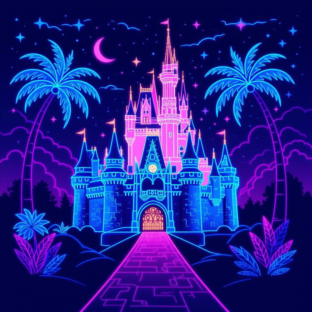 Tropical Neon X-Ray Vector Castle