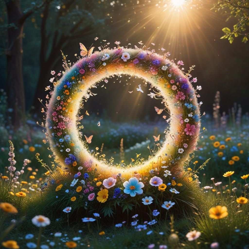 Whimsical Floral Fantasy with Shimmering Fairies