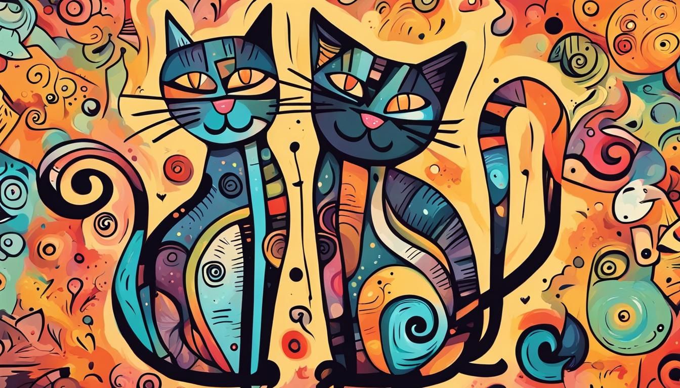 Cartoon Cats in Stick Art Style