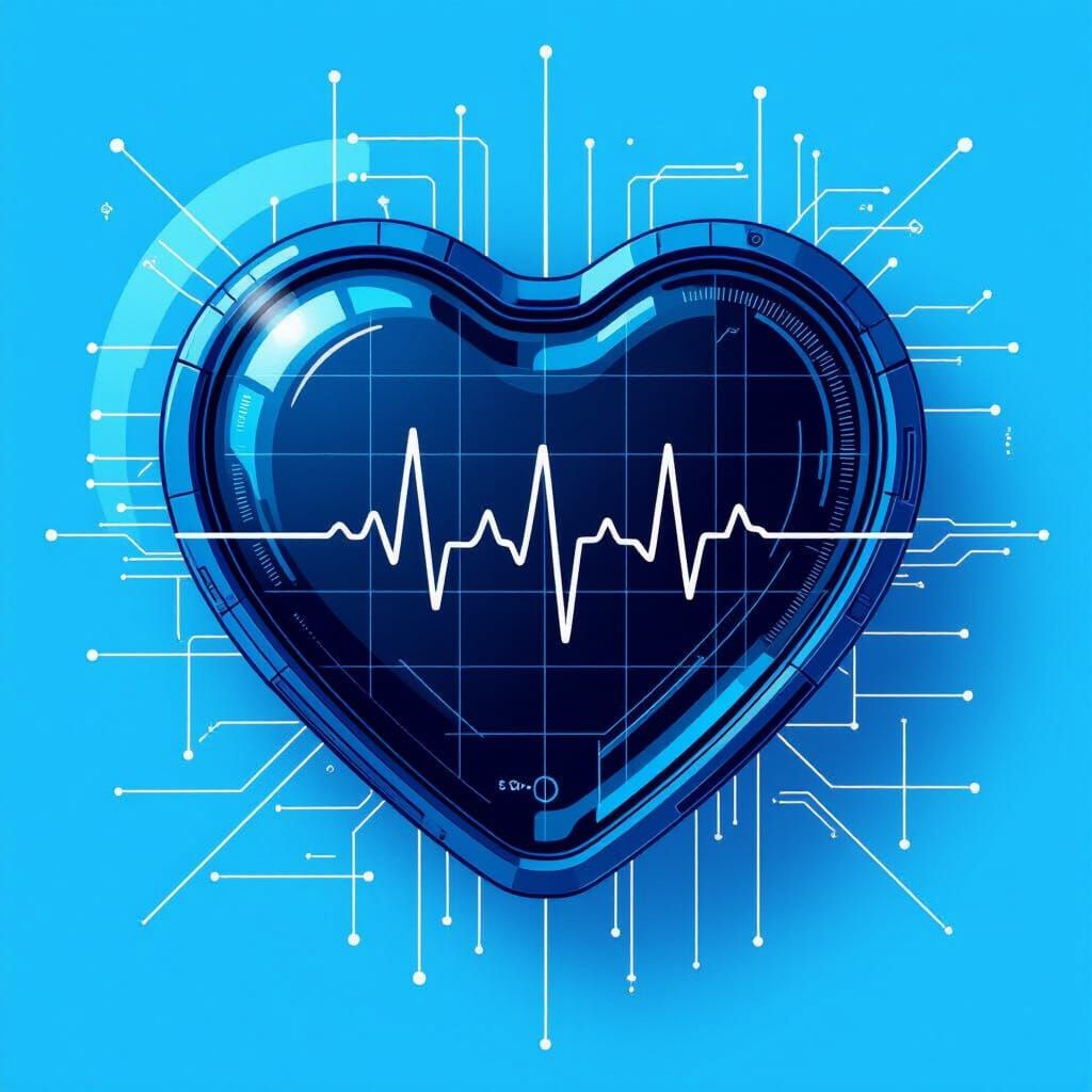 Futuristic Heart Monitor in Digital Art Style