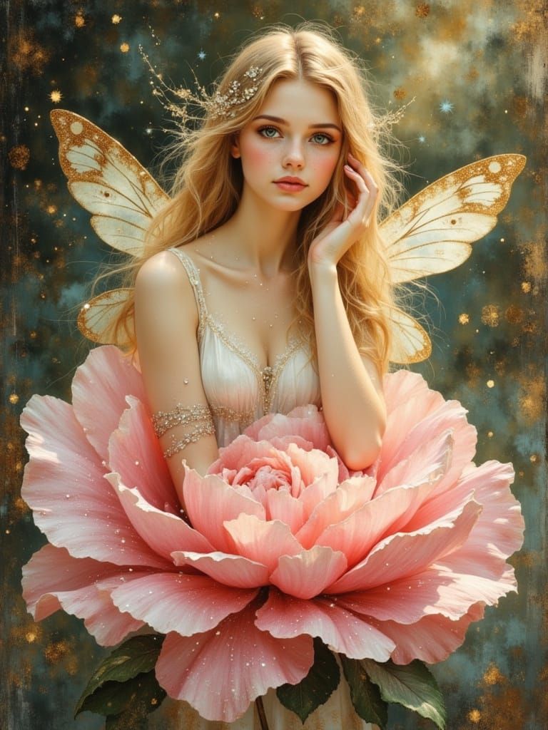 Ethereal Fairy Goddess in Pre Raphaelite Oil Painting Style