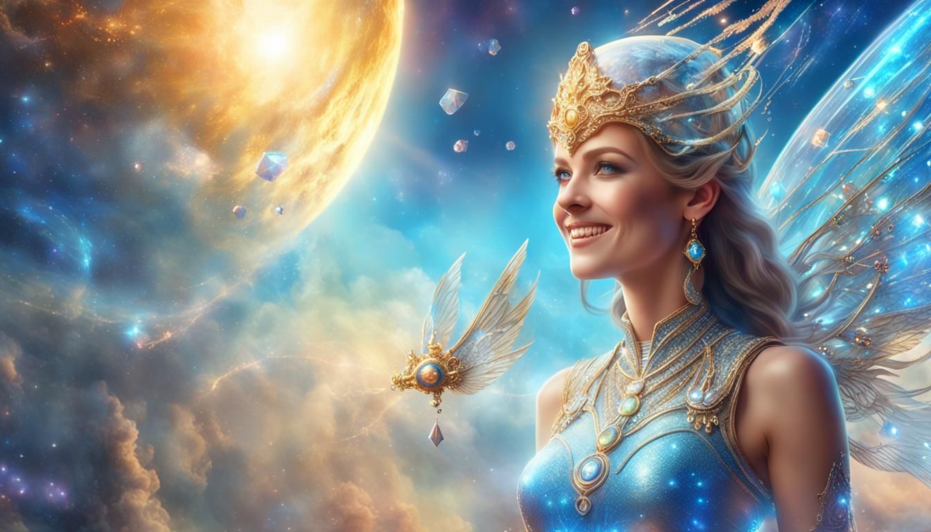 Extraterrestrial Woman with Crystals and Wings in HD