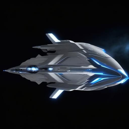 Sleek Blue Spaceship in Atmospheric Sci-Fi Scene