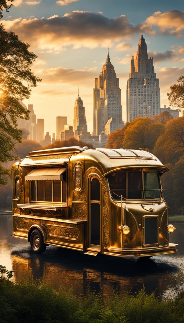 Steampunk Art Deco Future Food Truck in Park
