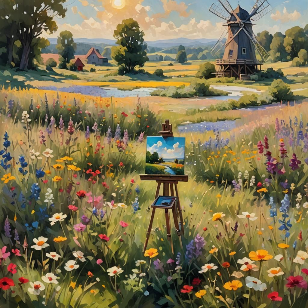 Impressionist Landscape on Painter's Palette