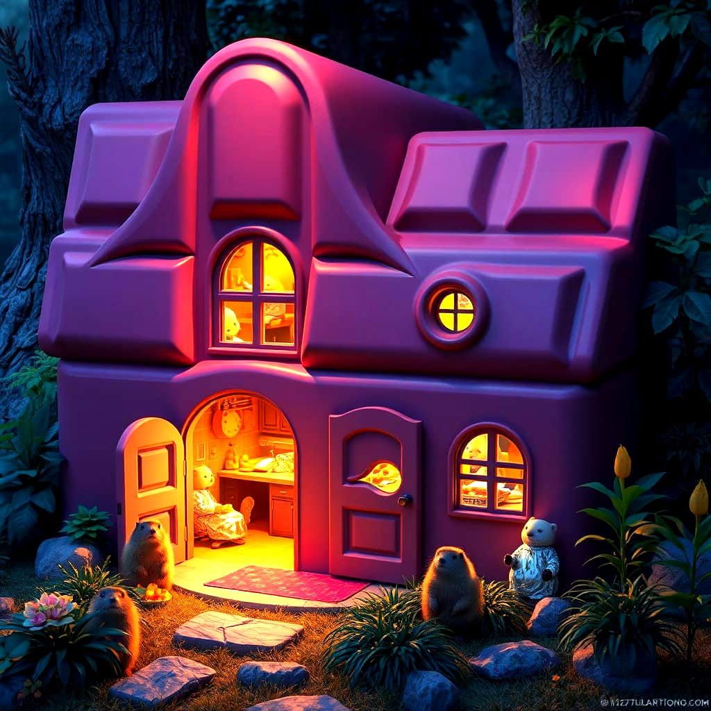 Surreal Marmot Chocolate House in Deep Fantasy Style