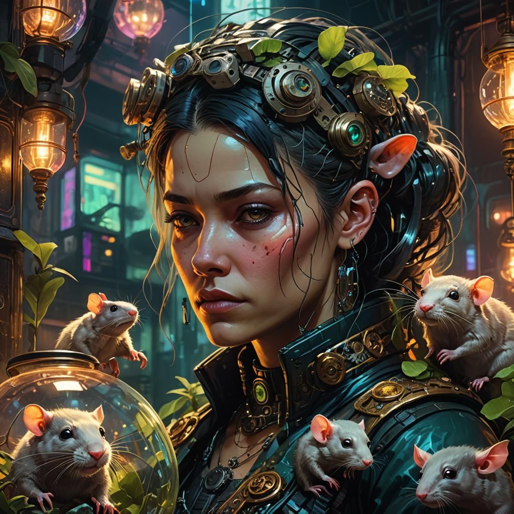 Distressed Woman in Vivarium: Cyberpunk Art