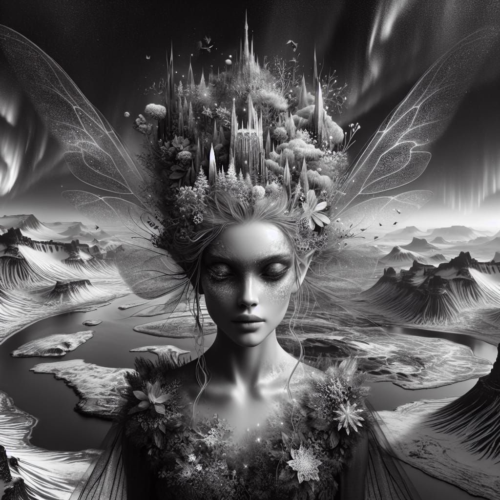 Iceland as a Dark Fairy Portrait