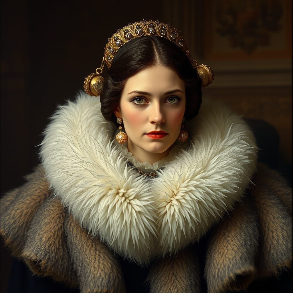 Baroque Widow in Furs, Inspired by Old Masters