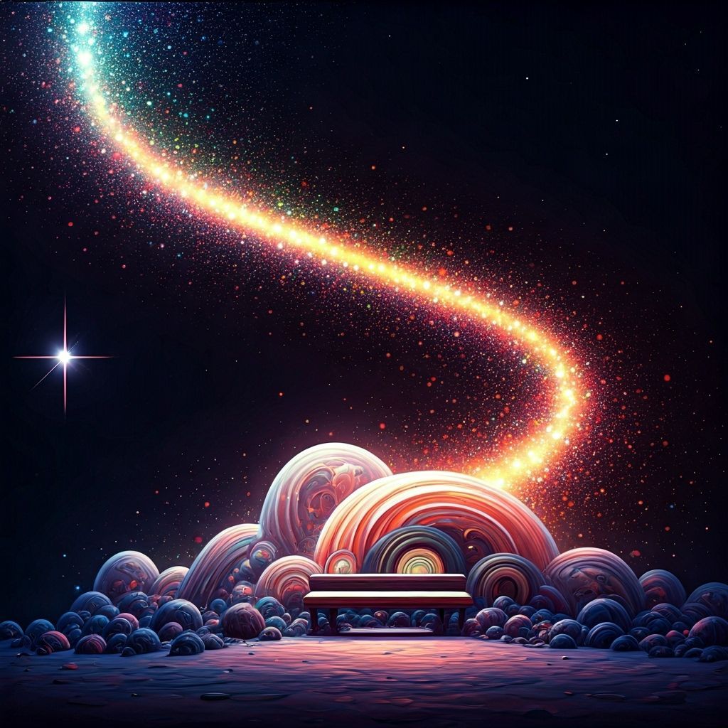 Retro Futuristic Star Garden with Chill Bench