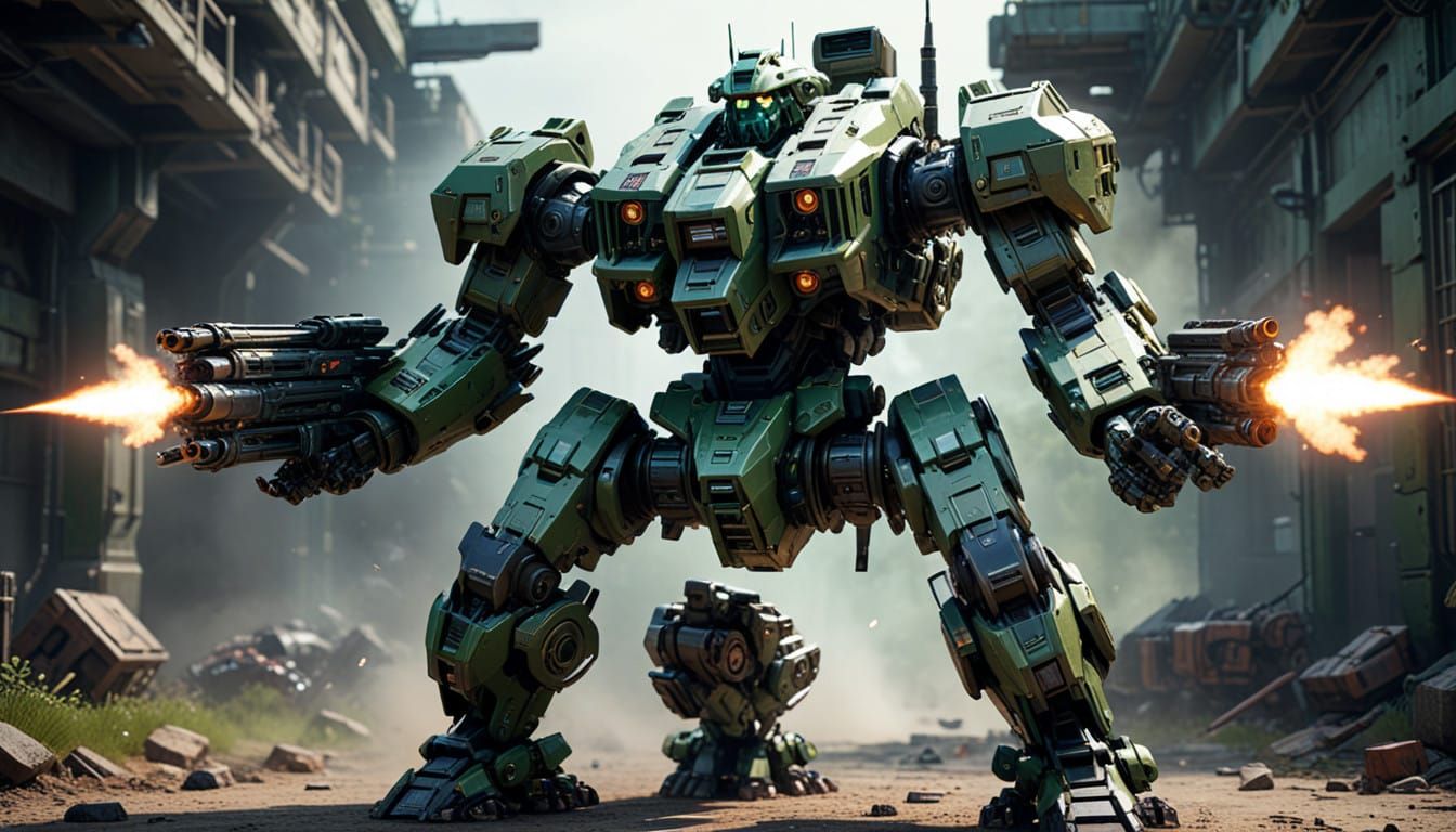 Cyberpunk Military Mech in Epic Cinematic Style