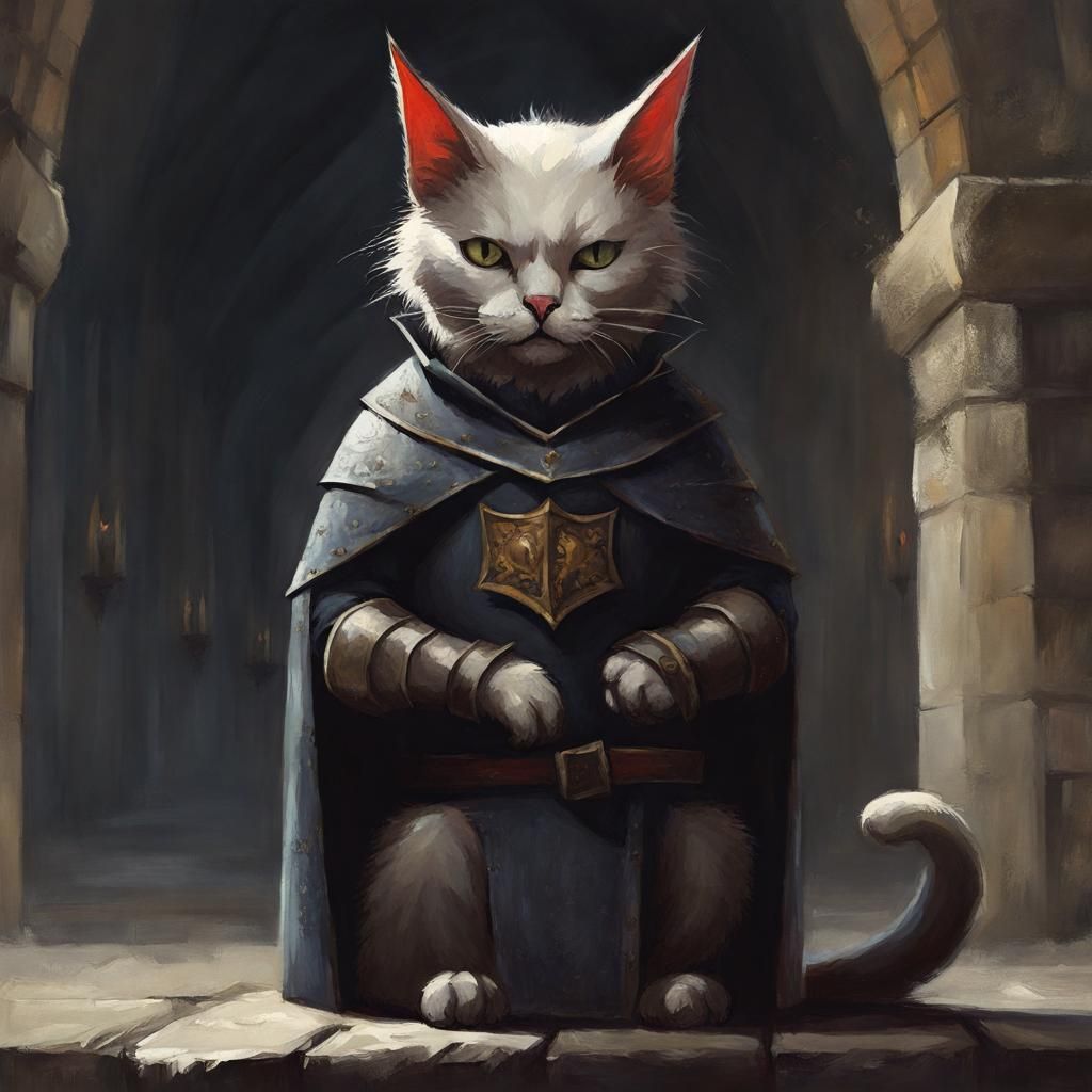 Sinister Medieval Cat in Dark Style