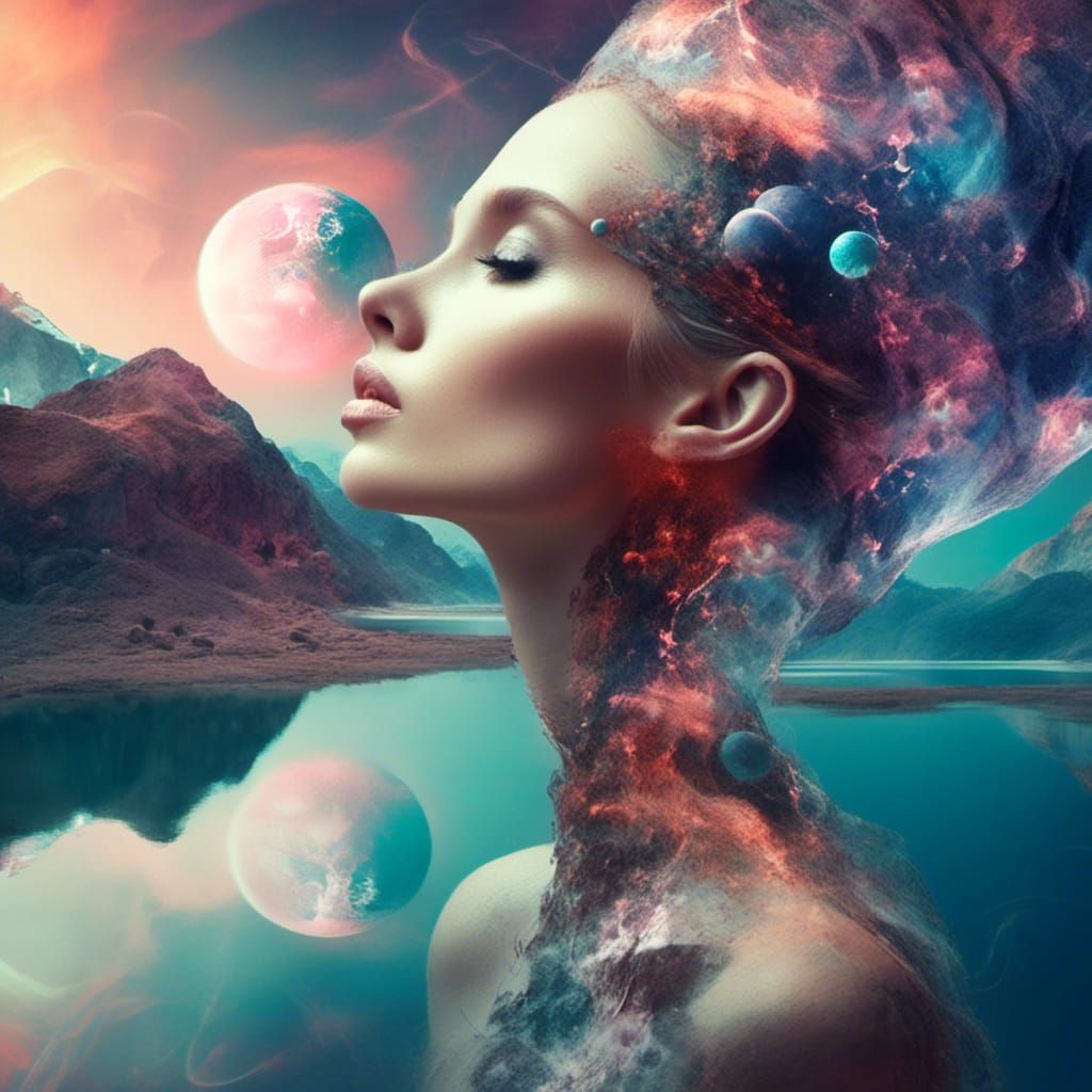 <lora:Magic Portraits :1.0> Double exposure. Side profile po...