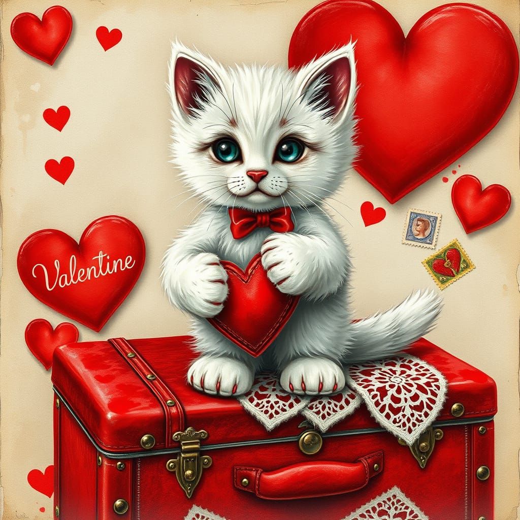 Whimsical Valentine's Day Folk Art