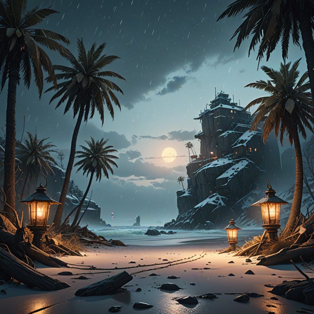 Snowy Beach in a Fantastical Winter Storm