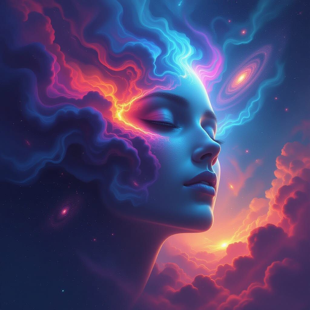 Sentient Nebula Drifting Through Cosmos in Ethereal Style