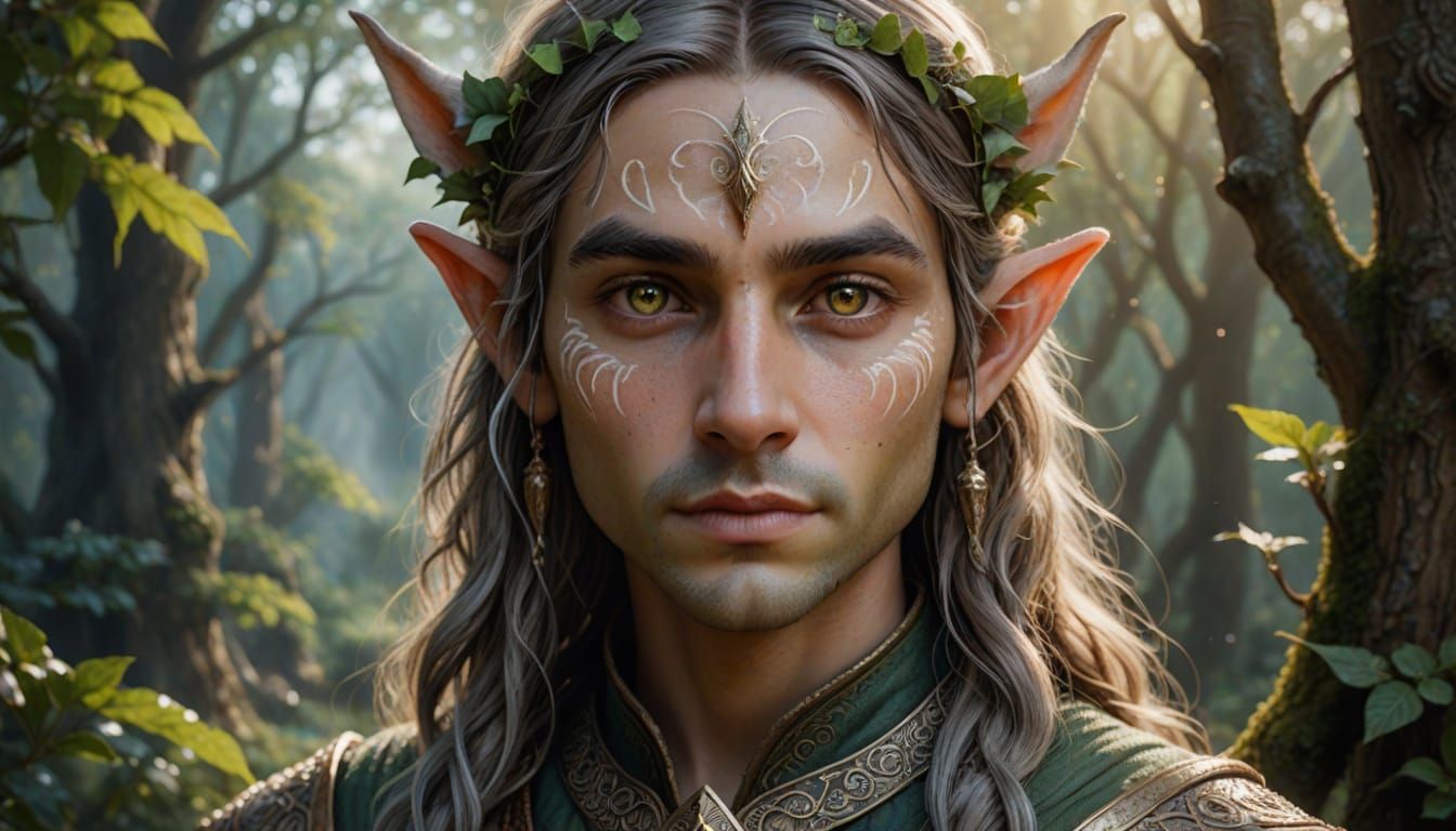 Photorealistic Elf Portrait with Sparkling Eyes